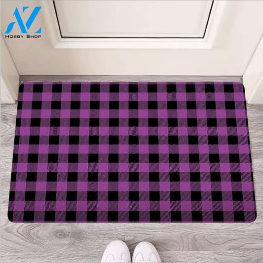 Purple Plaid Door Mat