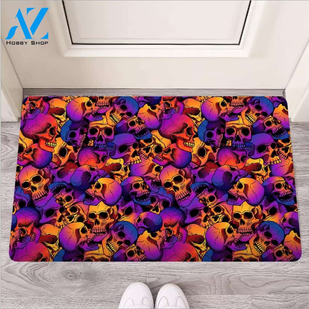 Purple Skull Door Mat
