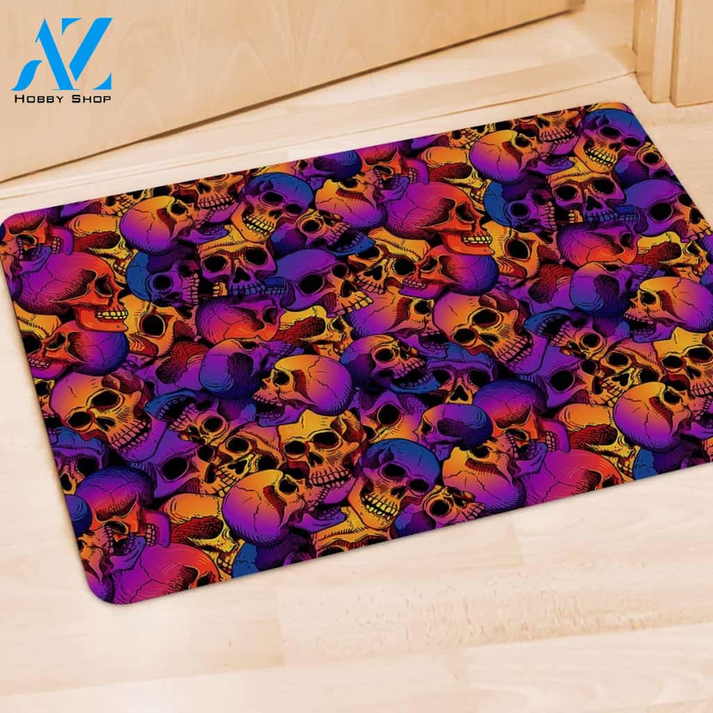 Purple Skull Door Mat