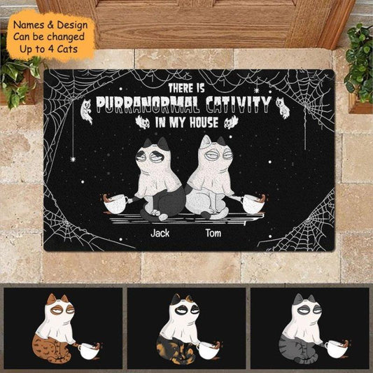 Purranormal Cativity In My House Personalized Halloween Doormat