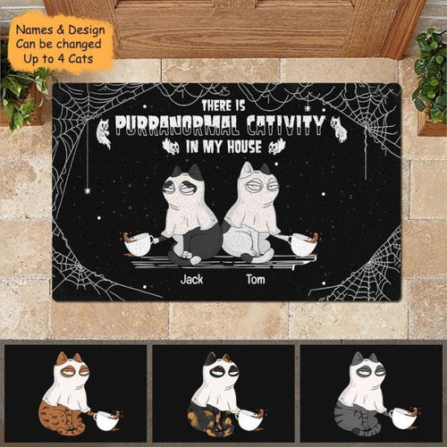 Purranormal Cativity In My House Personalized Halloween Doormat