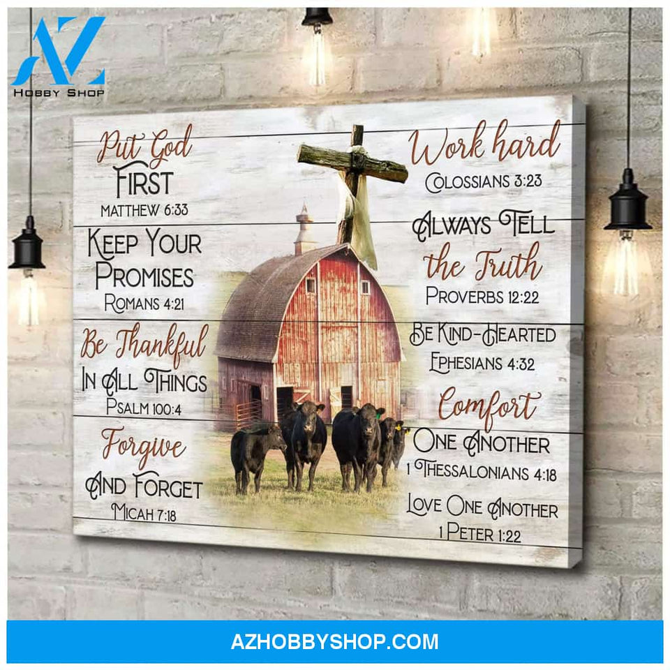 Put God First Farmer Wall Art Canvas