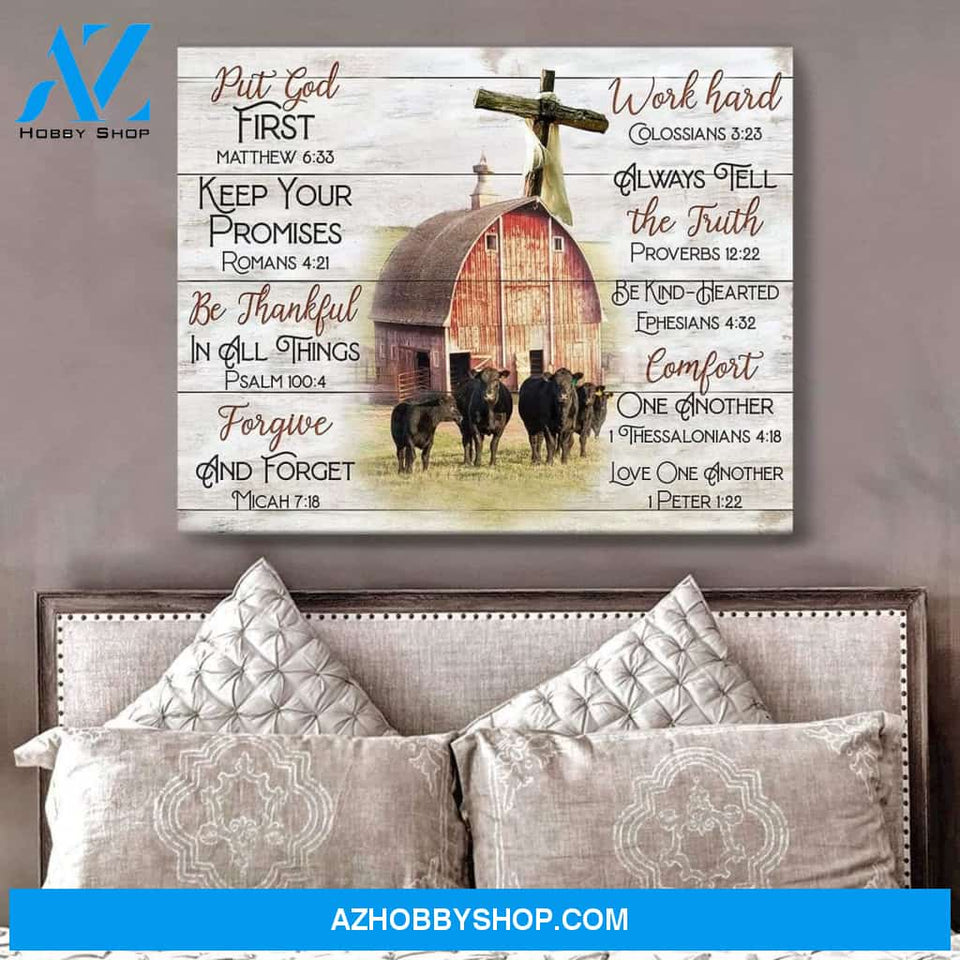 Put God First Farmer Wall Art Canvas