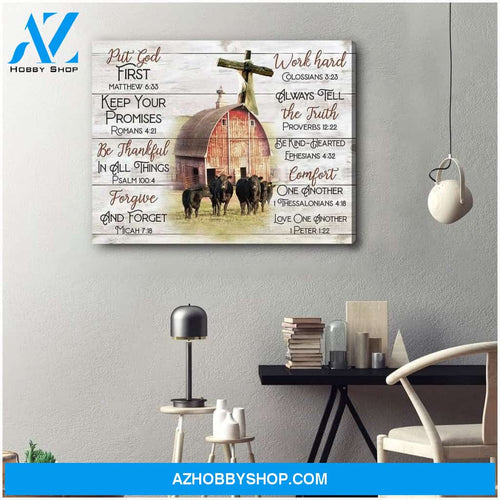 Put God First Farmer Wall Art Canvas