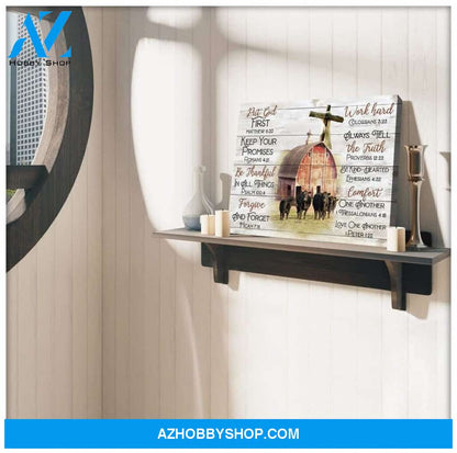 Put God First Farmer Wall Art Canvas