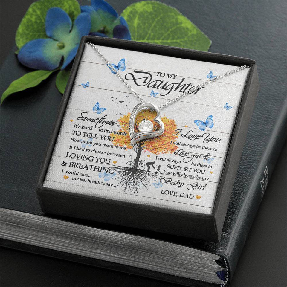 Gift For Daughter From Dad My Baby Girl Forever Love Necklace With MC
