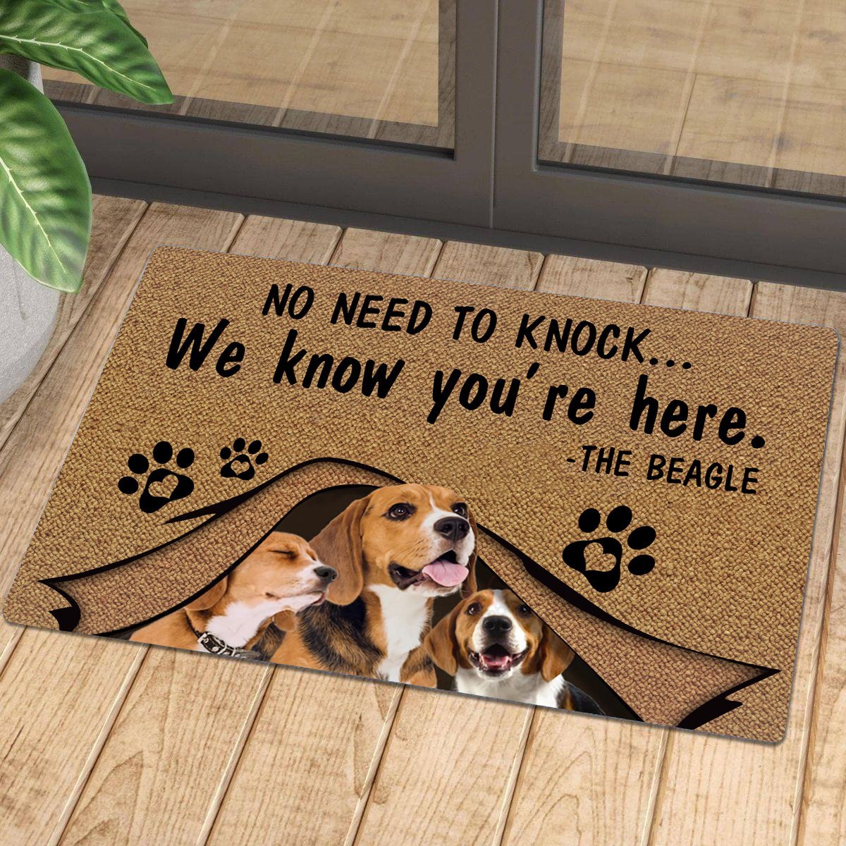 No Need To Knock Beagle Doormat | Colorful | Size 8x27'' 24x36''