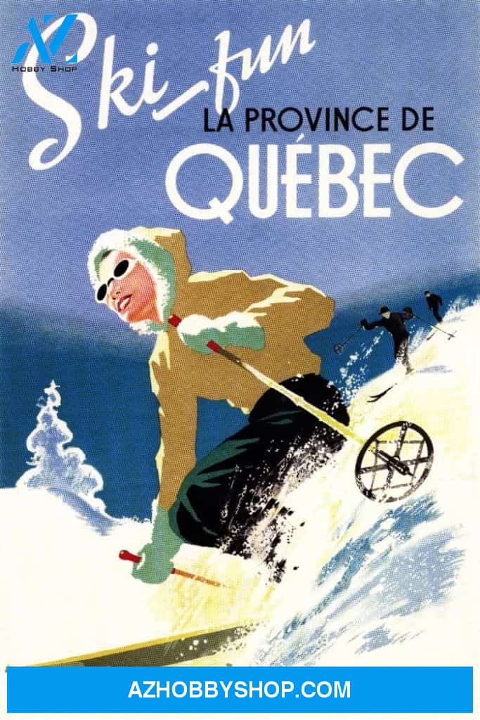 Quebec Canada - Ski Fun - Vintage Travel Poster