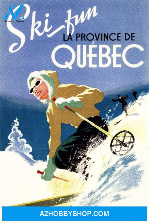 Quebec Canada - Ski Fun - Vintage Travel Poster