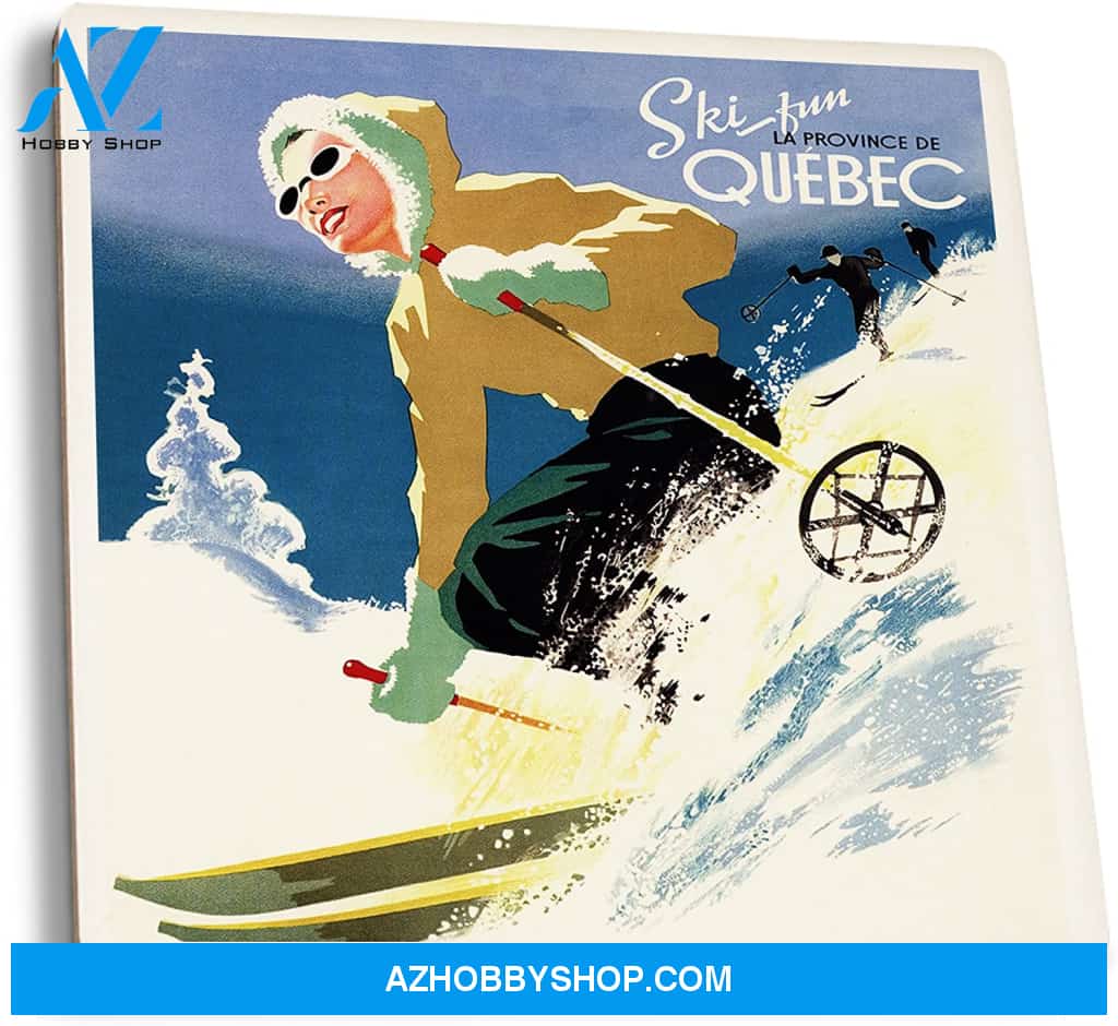 Quebec Canada Ski Fun Vintage Travel Poster