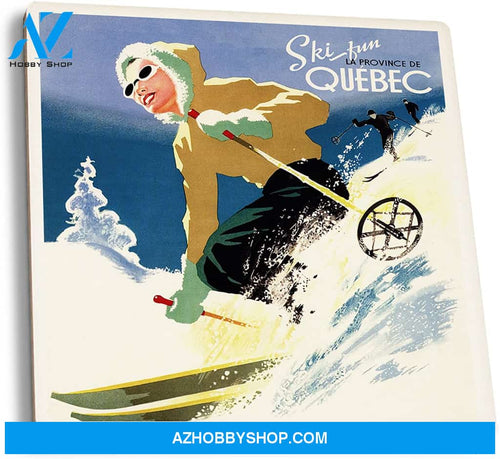Quebec Canada Ski Fun Vintage Travel Poster