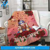 Queen Are Born In January Hippie Rose Fleece Blanket Home Decor Bedding Couch Sofa Soft and Comfy Cozy Gift For Friend Family Birthday Gift