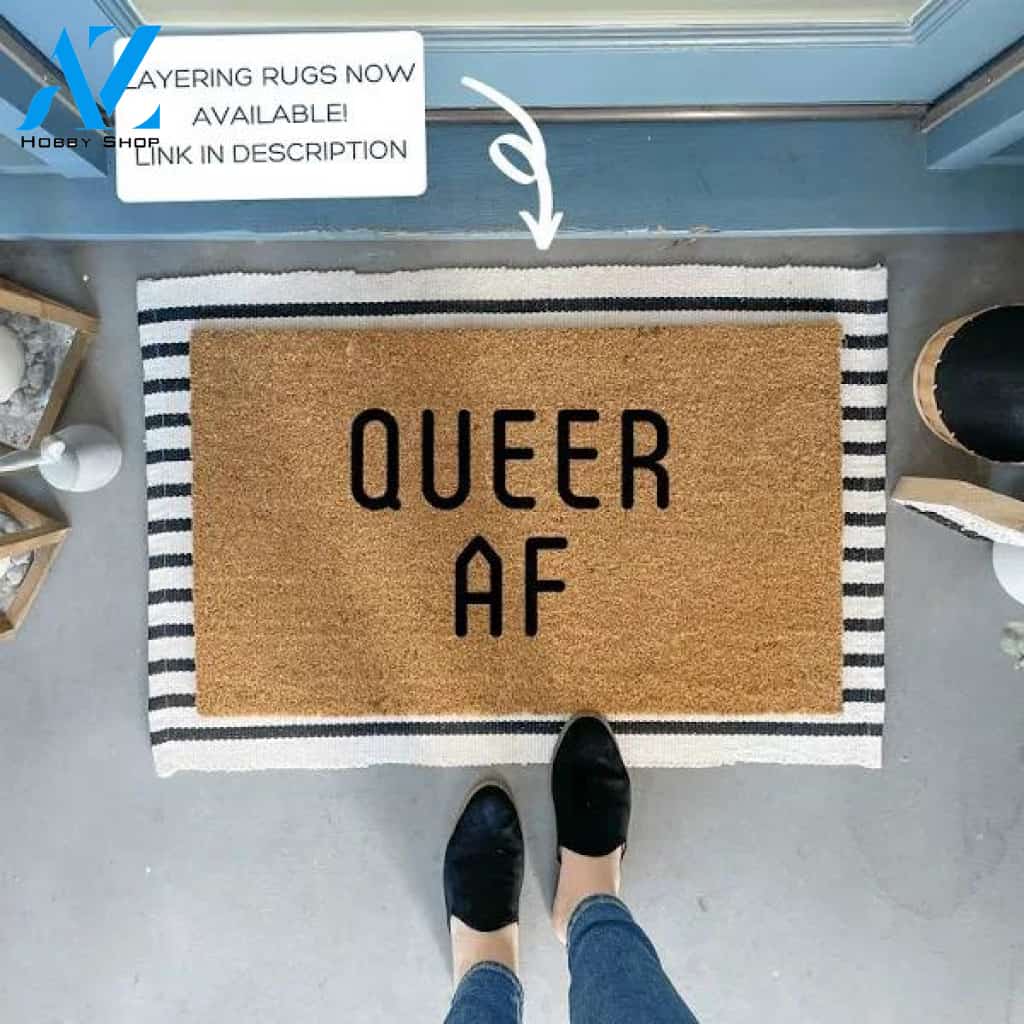 Queer AF Pride Doormat / LGBT Wedding Gift / Pride Outdoor Doormat / Equality Housewarming Gift / Modern Doormat / Unique Gift / Gay Doormat
