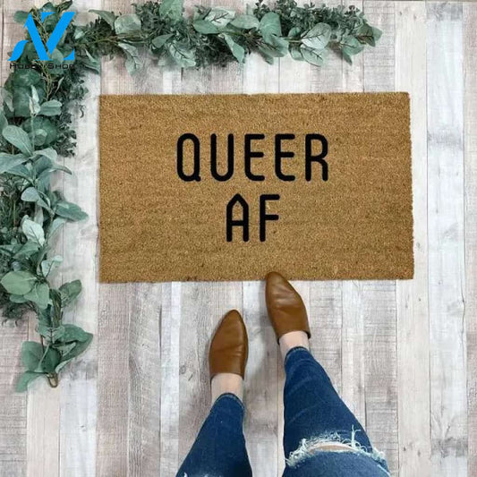 Queer AF Pride Doormat / LGBT Wedding Gift / Pride Outdoor Doormat / Equality Housewarming Gift / Modern Doormat / Unique Gift / Gay Doormat
