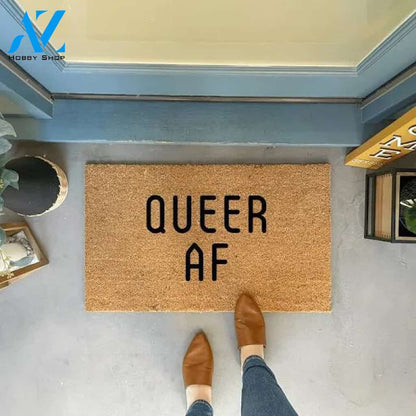 Queer AF Pride Doormat / LGBT Wedding Gift / Pride Outdoor Doormat / Equality Housewarming Gift / Modern Doormat / Unique Gift / Gay Doormat
