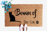 Quote Doormat, Beware of Cat, Cat Mom, I Love Cats, Cat gifts, Housewarming gift, Funny Mat, Funny Welcome Mat, Cat Lady, Pet Lover Gift