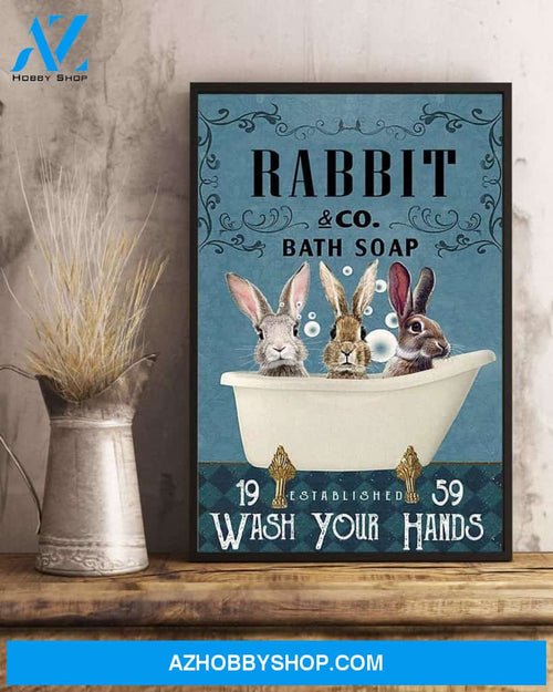 Rabbit Co Bath Soap Wash Your Hands Canvas And Poster, Wall Decor Visual Art, Rabbit Wall Art Print For Wall Decor - Best Gift Ever For Rabbit Lover