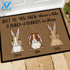 Rabbit Custom Doormat Just So You Know There's like A Bunch Of Bunnies In There | WELCOME MAT | HOUSE WARMING GIFT