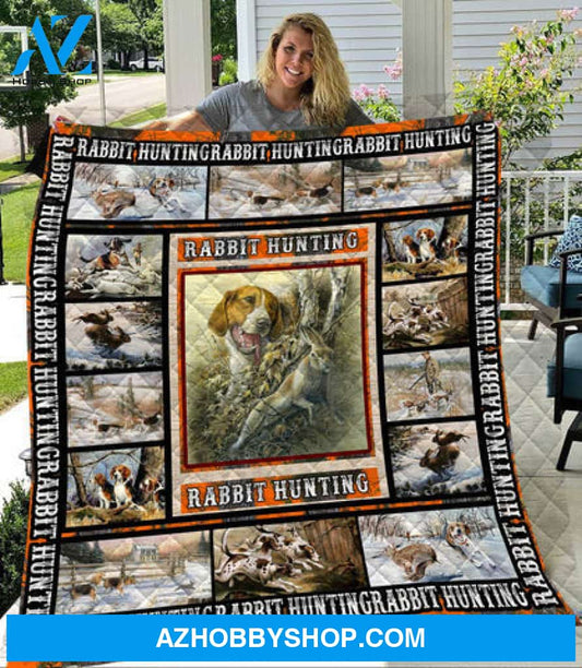 Rabbit Hunting Fleece Blanket - Quilt Blanket,