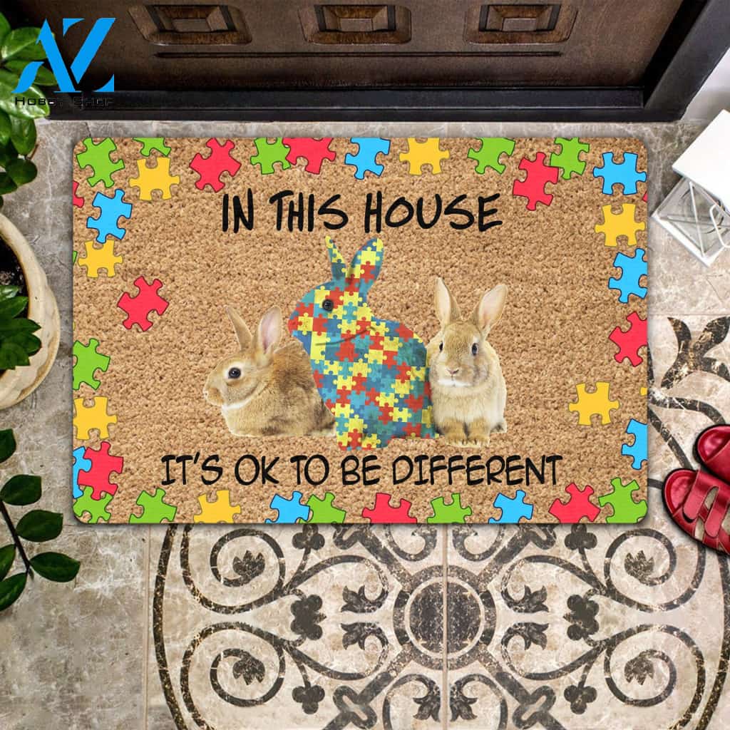 Rabbit - In This House All Over Printing Doormat | Welcome Mat | House Warming Gift