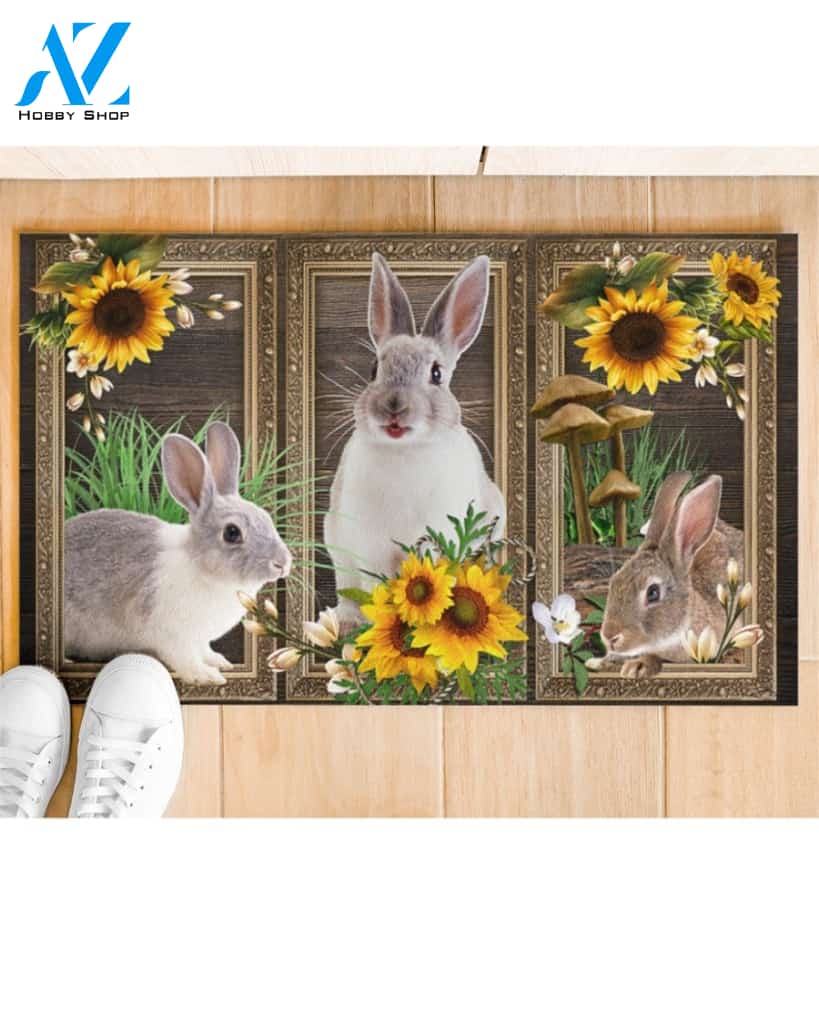 Rabbit Lovely Sunflowers Indoor And Outdoor Doormat Gift For Rabbit Lovers Birthday Gift Decor Warm House Gift Welcome Mat