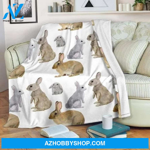 Rabbit Pattern Sherpa Fleece Blanket