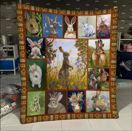 Rabbit Sherpa Fleece Blanket Throw Blanket