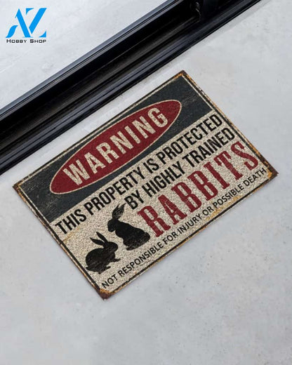 Rabbits Warning This Property Is Protected Doormat
