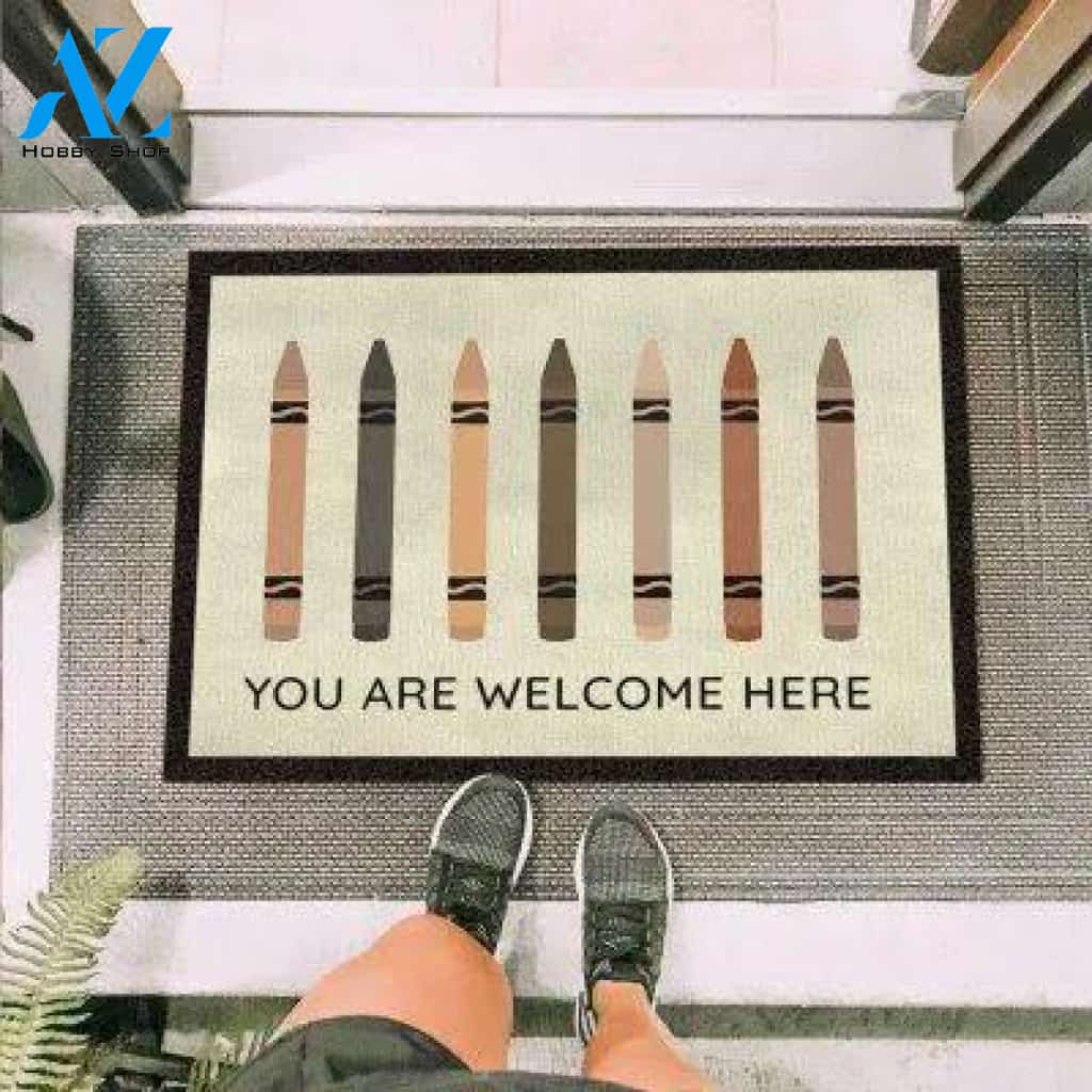 Racial Equality You Are Welcome Here Funny Outdoor Indoor Wellcome Doormat