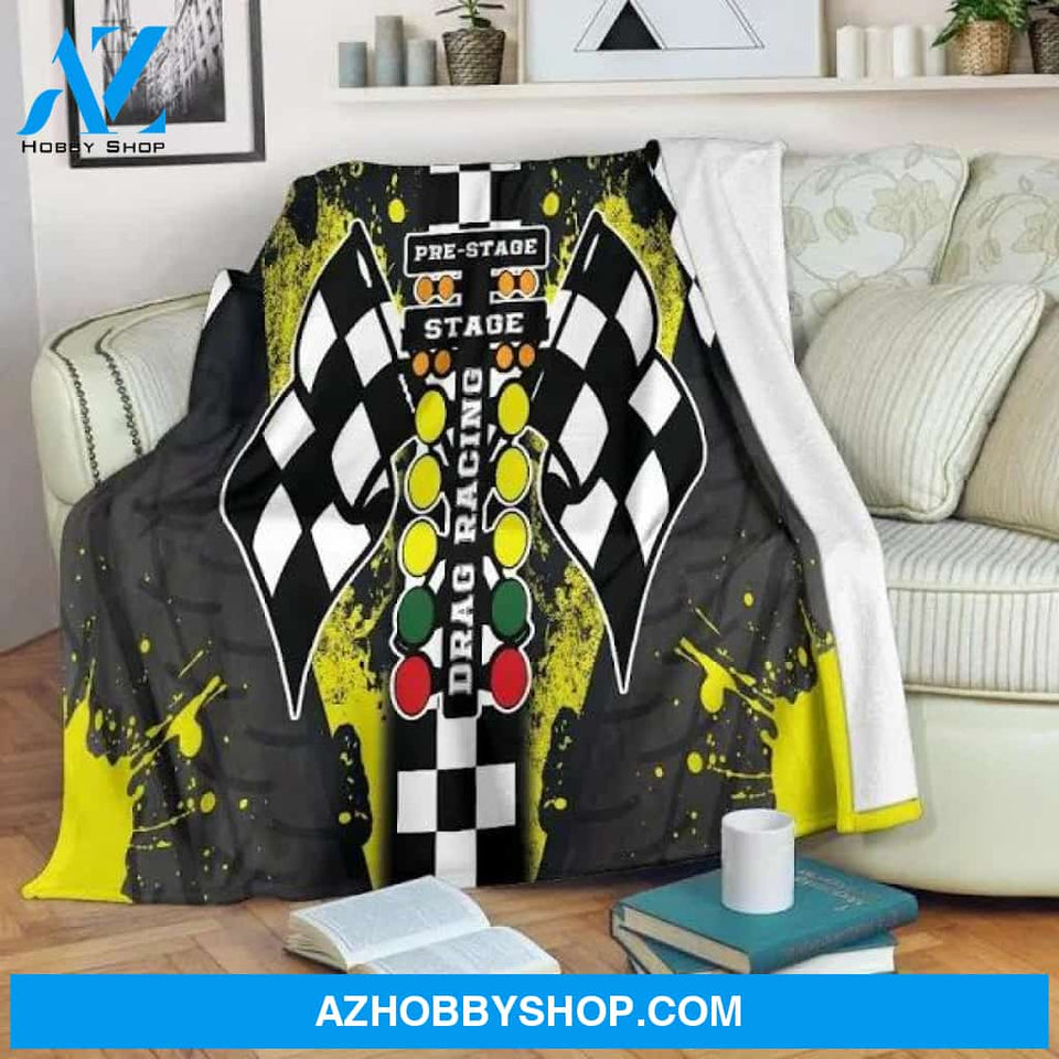 Racing Blanket, Gift for racing lover Drag Racing Blanket Yellow