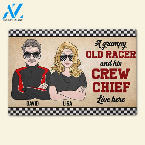 Racing Family A Grumpy Old Racer And His Crew Chief Live Here - Personalized Doormat