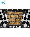 Racing this home is built on love and racing custom name doormat