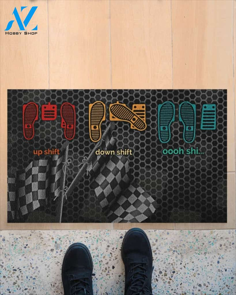 Racing Up Down Funny Doormat Gift For Racing Lovers Birthday Gift Home Decor Warm House Gift Welcome Mat