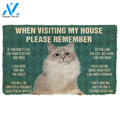 Ragdoll Cat House Rules Doormat, Pet Doormat