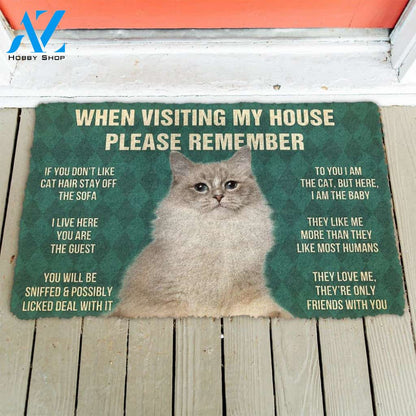 Ragdoll Cat House Rules Doormat, Pet Doormat