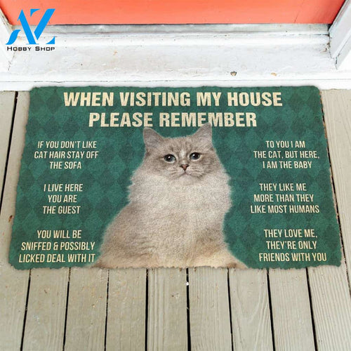 Ragdoll Cat House Rules Doormat, Pet Doormat
