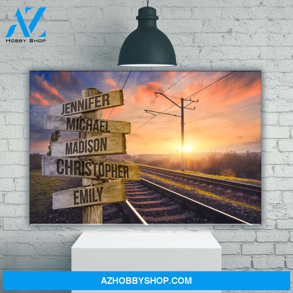 Railroad Track Color Multi-Names Premium Canvas 2