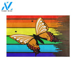 Rainbow Butterfly Floor Rug Doormat Welcome Mat House Warming Gift Home Decor Gift for Butterfly Lovers Funny Doormat Gift Idea