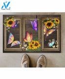 Rainbow Colorful Butterflies Flying Freely Printed Doormat Indoor and Outdoor Doormat Welcome Mat House Warming Gift Home Decor Funny Doormat Gift Idea