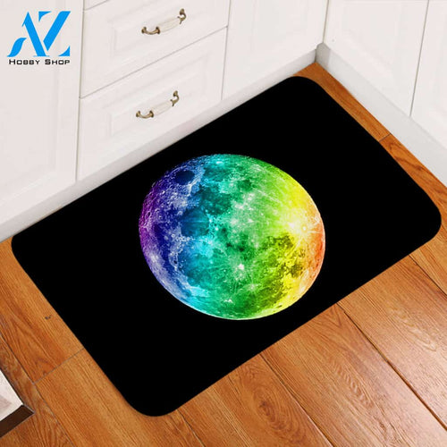 Rainbow Colors Moon Door Mat