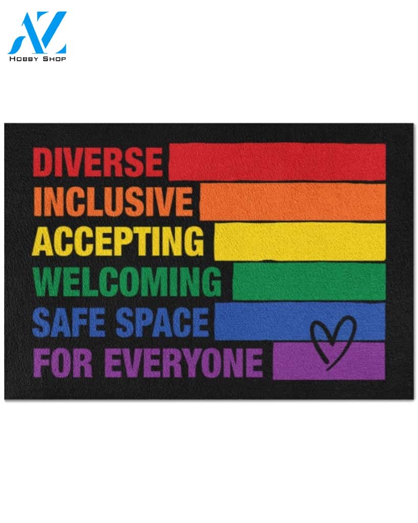 Rainbow Diverse Inclusive Accepting Doormat Indoor And Outdoor Doormat Warm House Gift Welcome Mat Home Decor Gift For Equality Family Friend