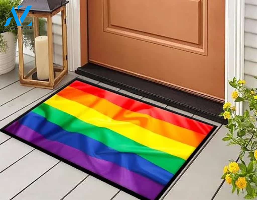 Rainbow Grunge Gay Pride Doormat Rug
