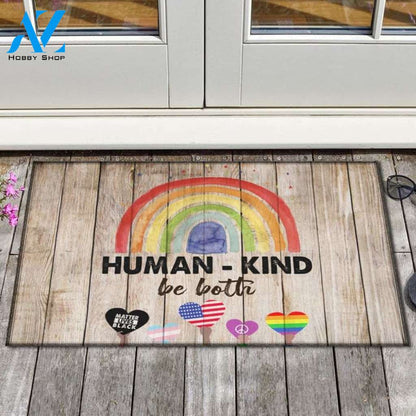 Rainbow - LGBT, Human Kind Be Both Doormat Welcome Mat House Warming Gift Home Decor Funny Doormat Gift Idea