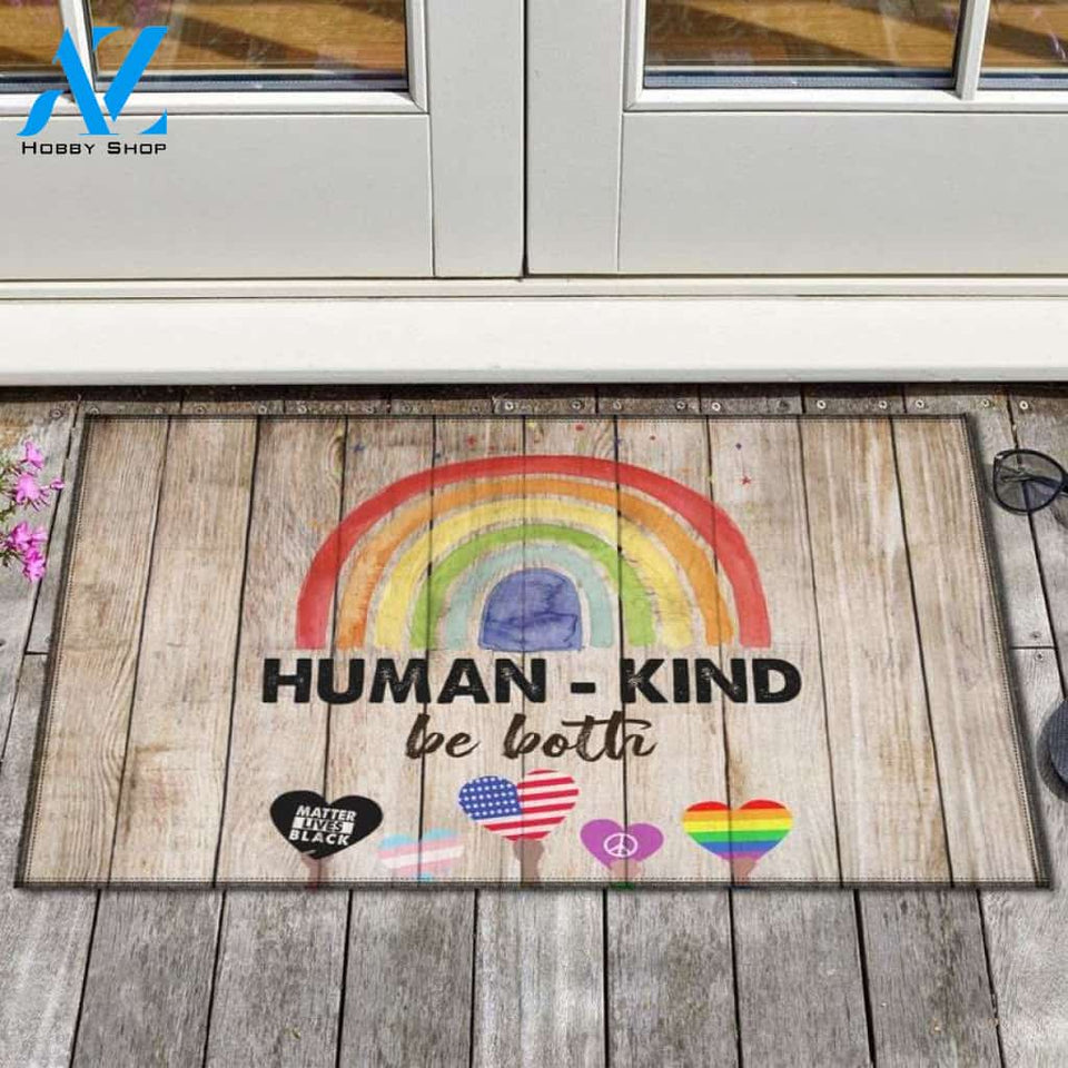 Rainbow - LGBT, Human Kind Be Both Doormat Welcome Mat House Warming Gift Home Decor Funny Doormat Gift Idea