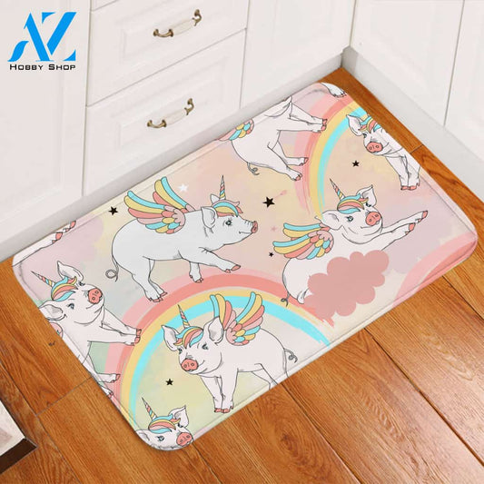 Rainbow Piggy Pink Door Mat