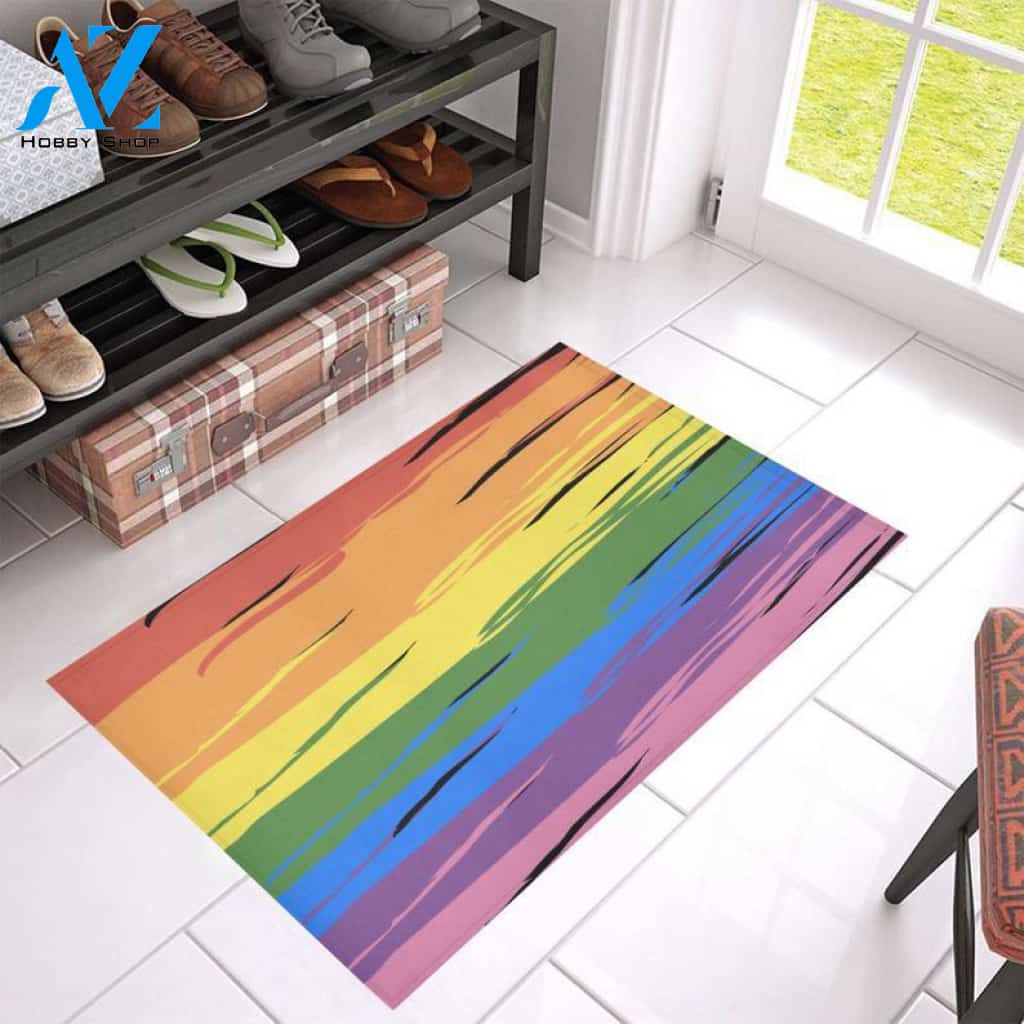 Rainbow Pride LGBTQ Love Peace Custom Doormat- Multiple material and sizes