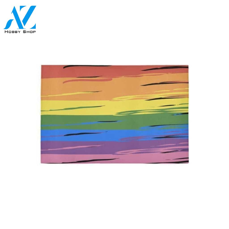 Rainbow Pride LGBTQ Love Peace Custom Doormat- Multiple material and sizes