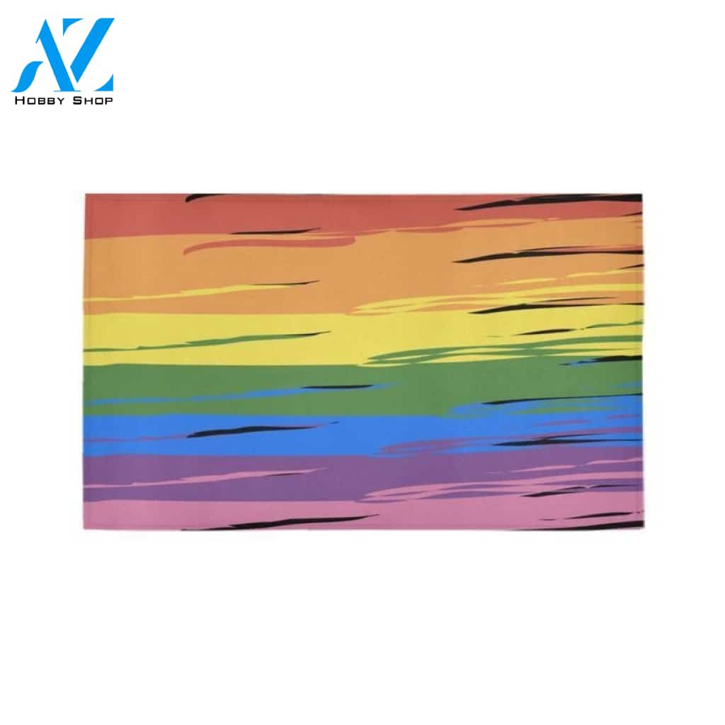 Rainbow Pride LGBTQ Love Peace Custom Doormat- Multiple material and sizes