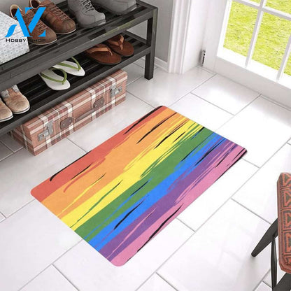 Rainbow Pride LGBTQ Love Peace Custom Doormat- Multiple material and sizes