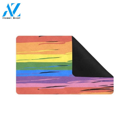 Rainbow Pride LGBTQ Love Peace Custom Doormat- Multiple material and sizes